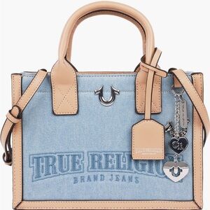 True Religion Denim and Tan bombe Satchel